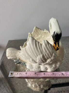 Majolica White Swan Jardinière Delphin Massier Valluris AM signed, circa 1890